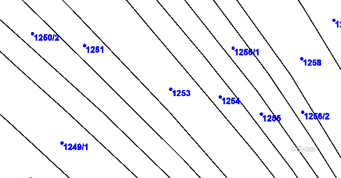 Parcela st. 1253 v KÚ Cetechovice, Katastrální mapa