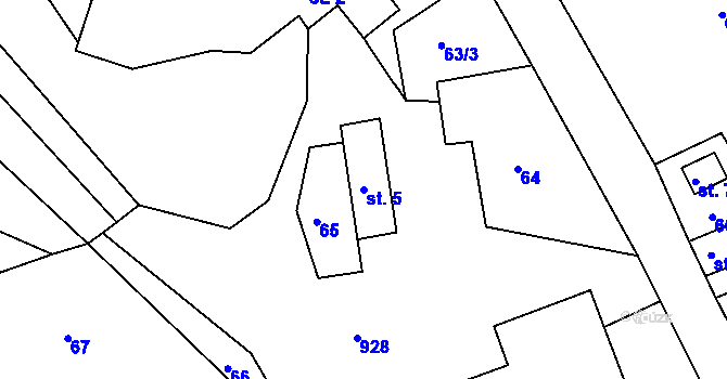 Parcela st. 5 v KÚ Cetenov, Katastrální mapa