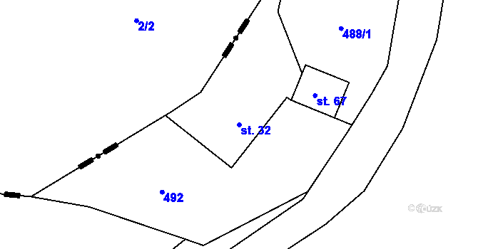 Parcela st. 32 v KÚ Cetenov, Katastrální mapa