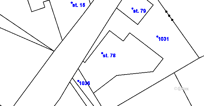 Parcela st. 78 v KÚ Cetenov, Katastrální mapa