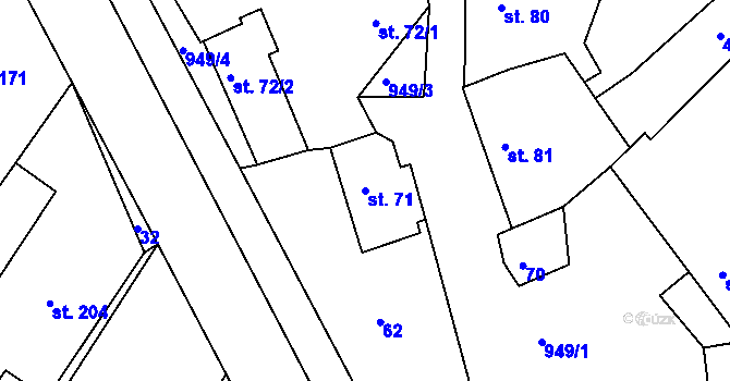 Parcela st. 71 v KÚ Cetkovice, Katastrální mapa
