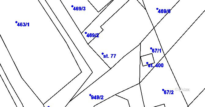 Parcela st. 77 v KÚ Cetkovice, Katastrální mapa