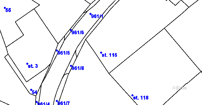 Parcela st. 115 v KÚ Cetkovice, Katastrální mapa