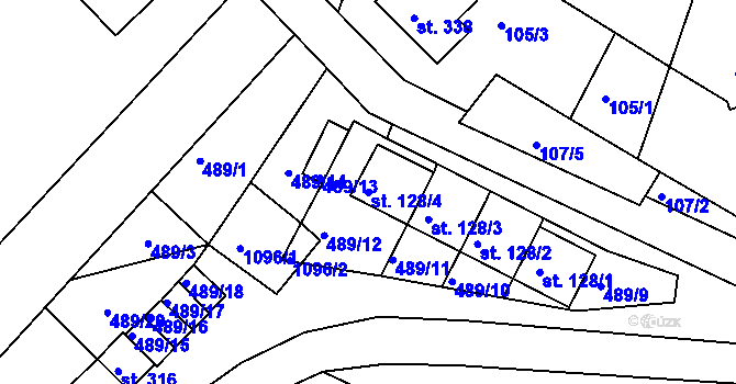 Parcela st. 128/4 v KÚ Cetkovice, Katastrální mapa