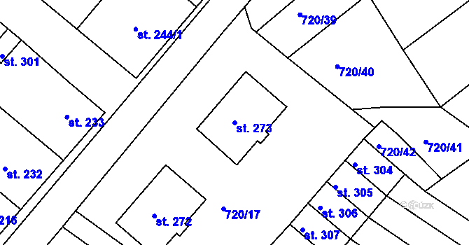 Parcela st. 273 v KÚ Cetkovice, Katastrální mapa