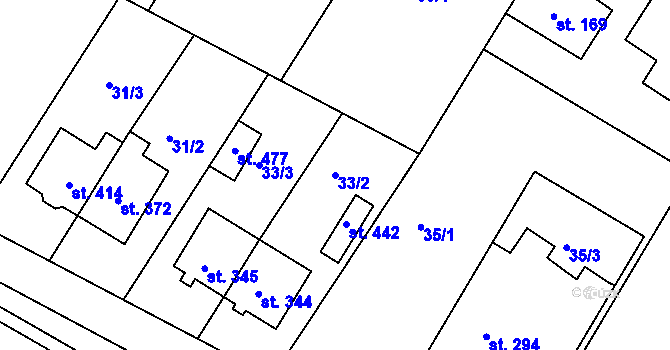 Parcela st. 33/2 v KÚ Cetkovice, Katastrální mapa