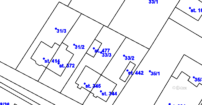 Parcela st. 33/3 v KÚ Cetkovice, Katastrální mapa