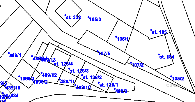 Parcela st. 107/5 v KÚ Cetkovice, Katastrální mapa