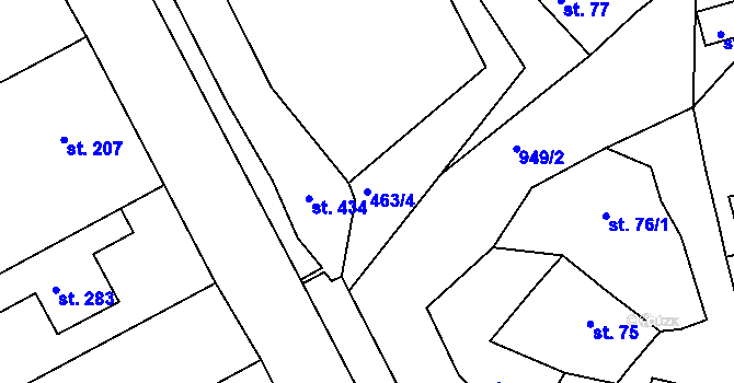Parcela st. 463/4 v KÚ Cetkovice, Katastrální mapa