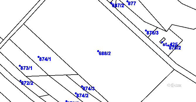 Parcela st. 688/2 v KÚ Cetkovice, Katastrální mapa