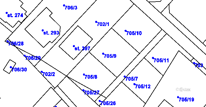 Parcela st. 705/9 v KÚ Cetkovice, Katastrální mapa