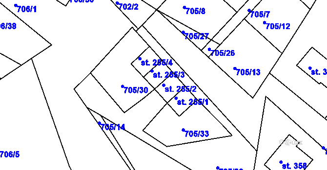 Parcela st. 255/2 v KÚ Cetkovice, Katastrální mapa