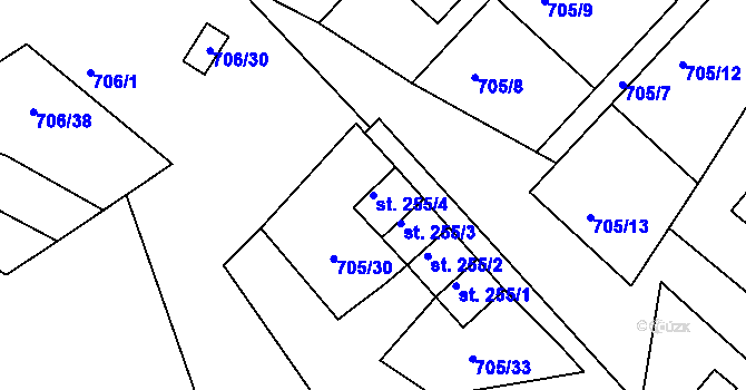 Parcela st. 255/4 v KÚ Cetkovice, Katastrální mapa