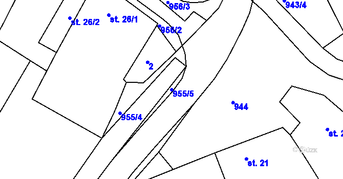 Parcela st. 955/5 v KÚ Cetkovice, Katastrální mapa