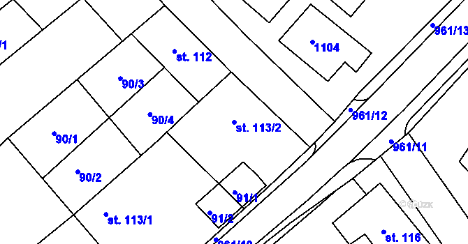 Parcela st. 113/2 v KÚ Cetkovice, Katastrální mapa