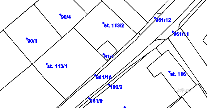 Parcela st. 91/1 v KÚ Cetkovice, Katastrální mapa