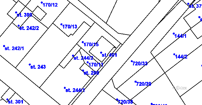 Parcela st. 401 v KÚ Cetkovice, Katastrální mapa