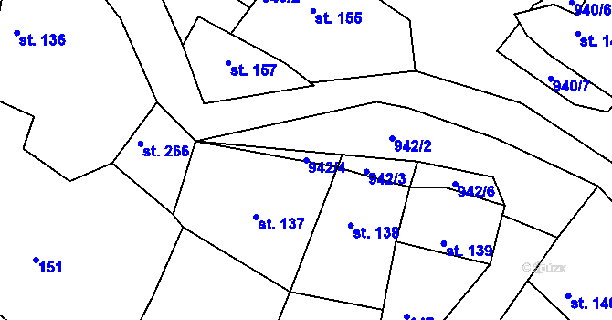 Parcela st. 942/4 v KÚ Cetkovice, Katastrální mapa