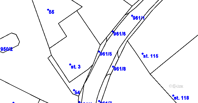 Parcela st. 961/5 v KÚ Cetkovice, Katastrální mapa