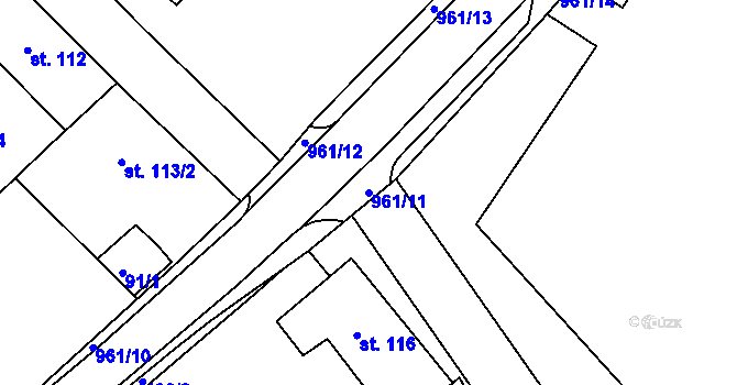Parcela st. 961/11 v KÚ Cetkovice, Katastrální mapa