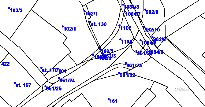 Parcela st. 162/3 v KÚ Cetkovice, Katastrální mapa