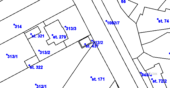Parcela st. 437 v KÚ Cetkovice, Katastrální mapa