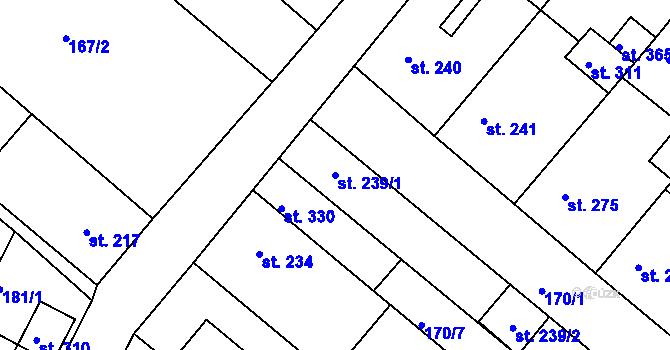 Parcela st. 239/1 v KÚ Cetkovice, Katastrální mapa