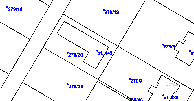 Parcela st. 449 v KÚ Cetkovice, Katastrální mapa