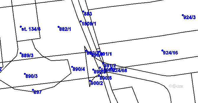 Parcela st. 891/1 v KÚ Cetoraz, Katastrální mapa