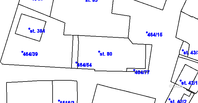 Parcela st. 80 v KÚ Cetoraz, Katastrální mapa
