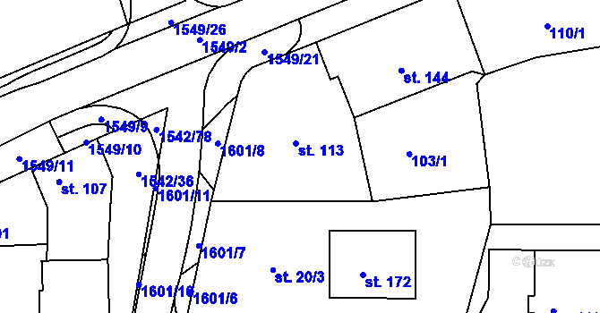 Parcela st. 113 v KÚ Cetoraz, Katastrální mapa