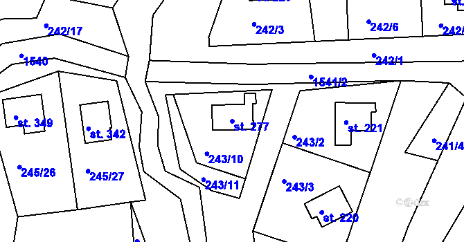 Parcela st. 277 v KÚ Cetoraz, Katastrální mapa