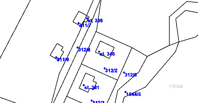 Parcela st. 346 v KÚ Cetoraz, Katastrální mapa