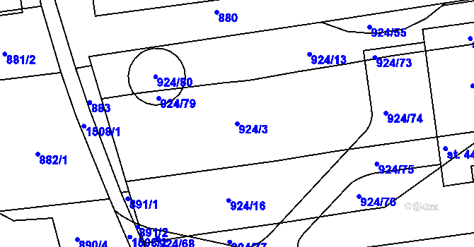 Parcela st. 924/3 v KÚ Cetoraz, Katastrální mapa