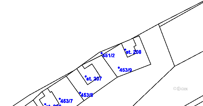 Parcela st. 451/2 v KÚ Cetoraz, Katastrální mapa
