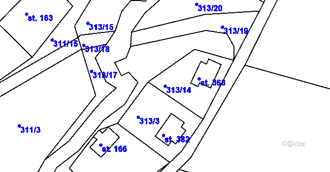 Parcela st. 313/14 v KÚ Cetoraz, Katastrální mapa