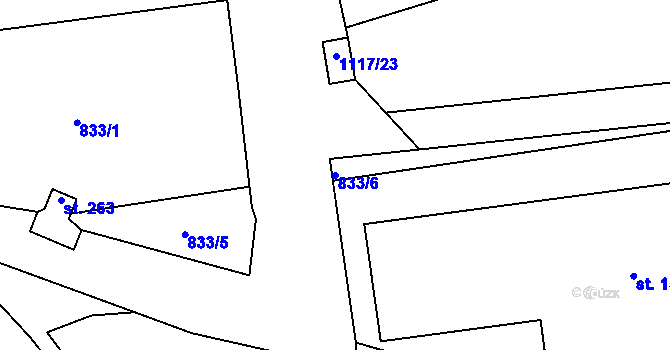 Parcela st. 833/6 v KÚ Cetoraz, Katastrální mapa