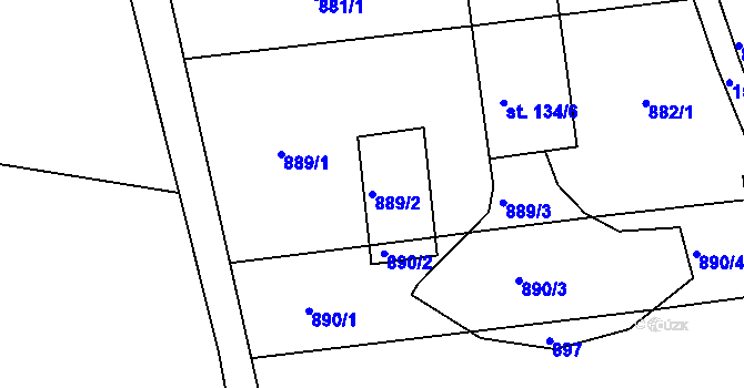 Parcela st. 889/2 v KÚ Cetoraz, Katastrální mapa