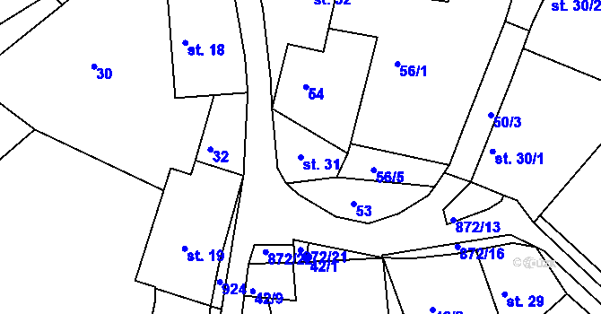 Parcela st. 31 v KÚ Cetyně, Katastrální mapa