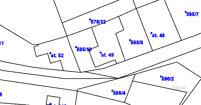 Parcela st. 49 v KÚ Cetyně, Katastrální mapa