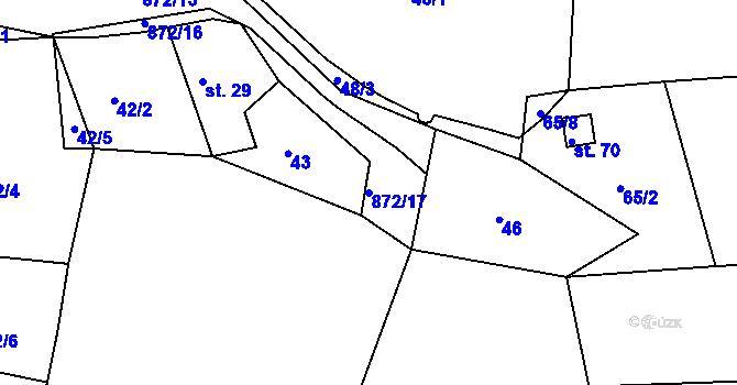 Parcela st. 872/17 v KÚ Cetyně, Katastrální mapa