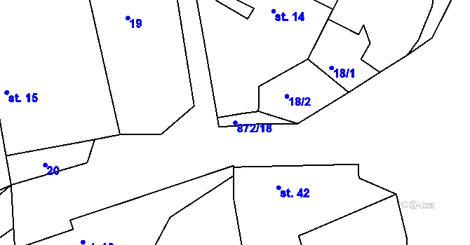 Parcela st. 872/18 v KÚ Cetyně, Katastrální mapa