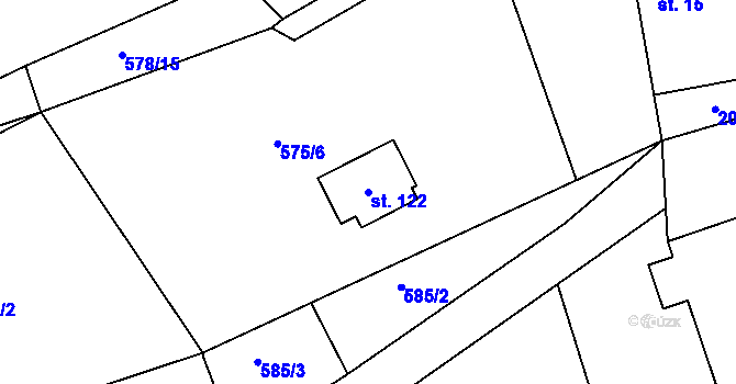 Parcela st. 122 v KÚ Cetyně, Katastrální mapa