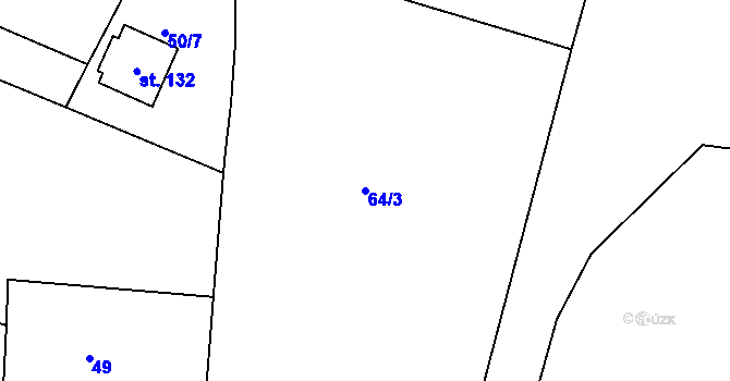 Parcela st. 64/3 v KÚ Cetyně, Katastrální mapa