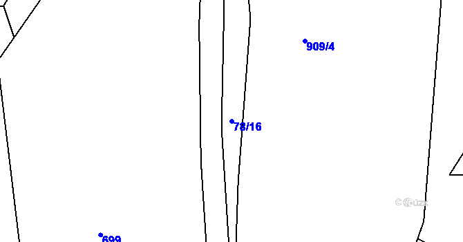 Parcela st. 78/16 v KÚ Cetyně, Katastrální mapa