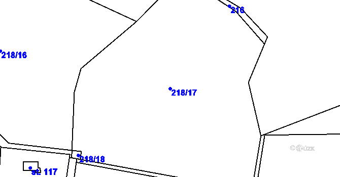 Parcela st. 218/17 v KÚ Cetyně, Katastrální mapa