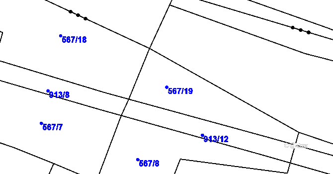 Parcela st. 567/19 v KÚ Cetyně, Katastrální mapa