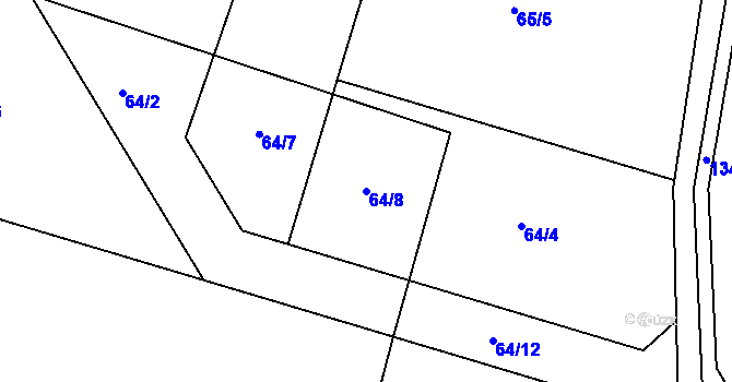 Parcela st. 64/8 v KÚ Cetyně, Katastrální mapa
