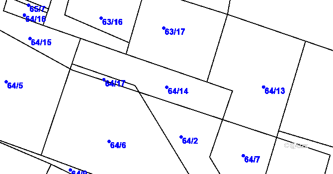 Parcela st. 64/14 v KÚ Cetyně, Katastrální mapa