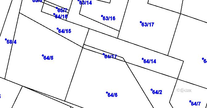Parcela st. 64/17 v KÚ Cetyně, Katastrální mapa
